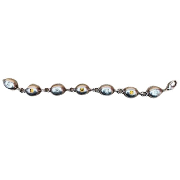 Robin Rotenier Solid Sterling Silver Link Bracelet w/Citrine and Sapphires - Picture 6 of 6
